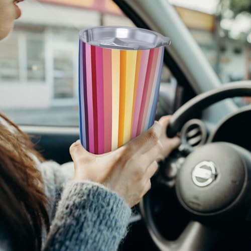 Rainbow stripes stainless steel vacuum tumbler — photo 4