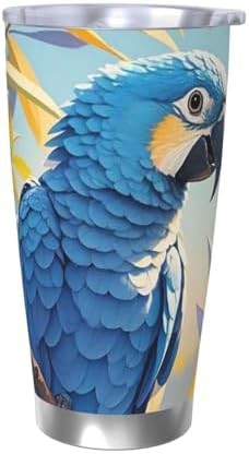 Blue Parrot in Flowers stainless steel tumbler