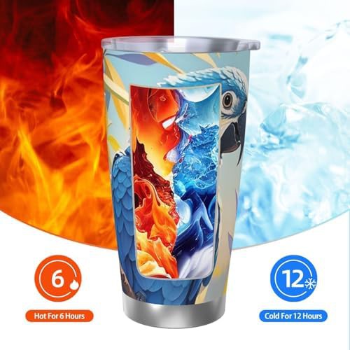 Blue Parrot in Flowers stainless steel tumbler — photo 3