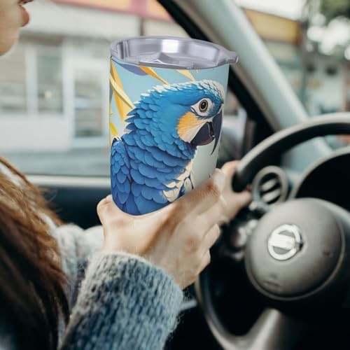Blue Parrot in Flowers stainless steel tumbler — photo 4