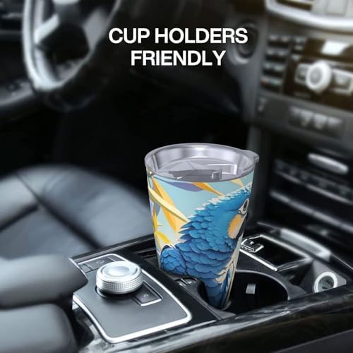 Blue Parrot in Flowers stainless steel tumbler — photo 5