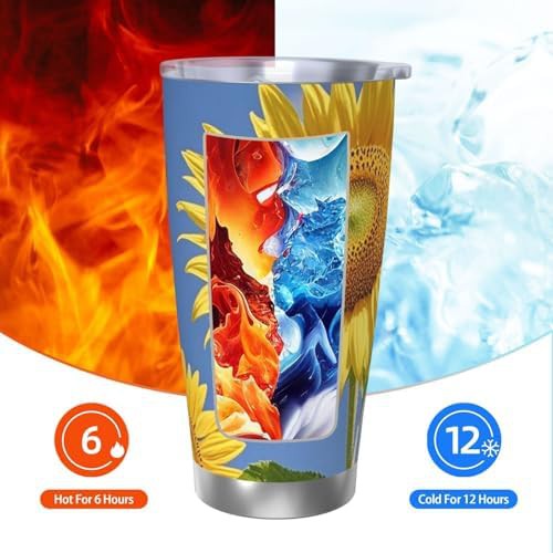 Cute sunflower and butterfly stainless steel vacuum tumbler — photo 3