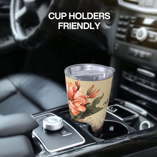 Peacock and flowers stainless steel vacuum tumbler — photo 5