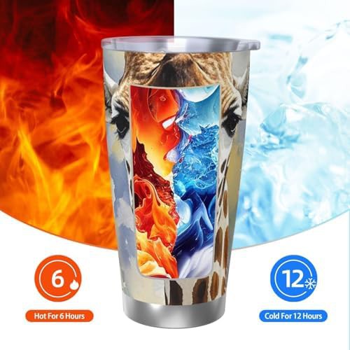 Stylish Animal Watercolor Giraffe stainless tumbler — photo 3