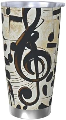 Music notes print stainless steel vacuum coffee tumbler
