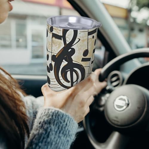 Music notes print stainless steel vacuum coffee tumbler — photo 4