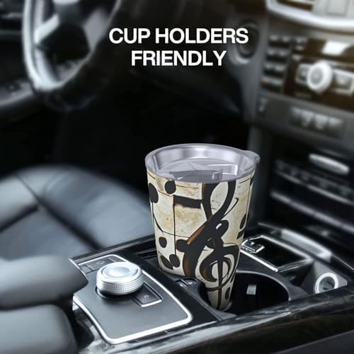 Music notes print stainless steel vacuum coffee tumbler — photo 5