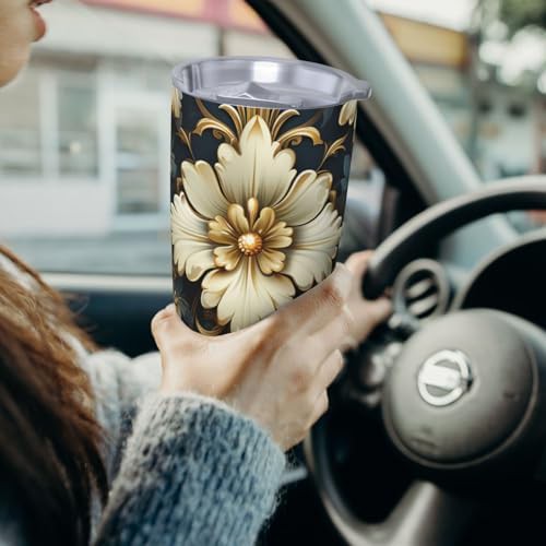 Golden floral pattern stainless steel vacuum tumbler — photo 4