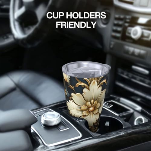 Golden floral pattern stainless steel vacuum tumbler — photo 5