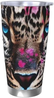 Blue eyed leopard stainless steel vacuum coffee tumbler