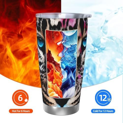 Blue eyed leopard stainless steel vacuum coffee tumbler — photo 3