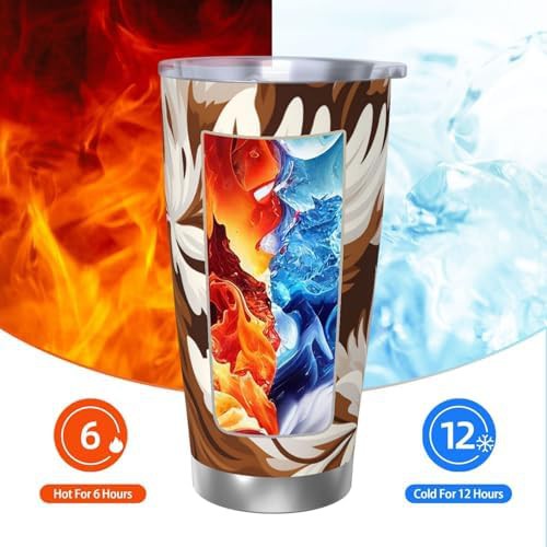 Brown and White Pattern stainless steel tumbler — photo 3