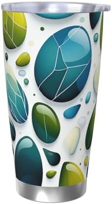 Cartoon green pebbles stainless steel vacuum tumbler