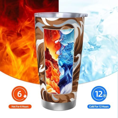 Brown and white stainless steel vacuum tumbler — photo 3