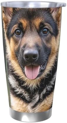 German Shepherd Puppy stainless steel vacuum tumbler