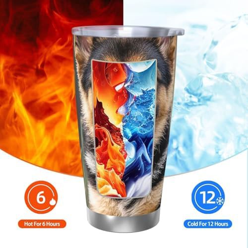 German Shepherd Puppy stainless steel vacuum tumbler — photo 3