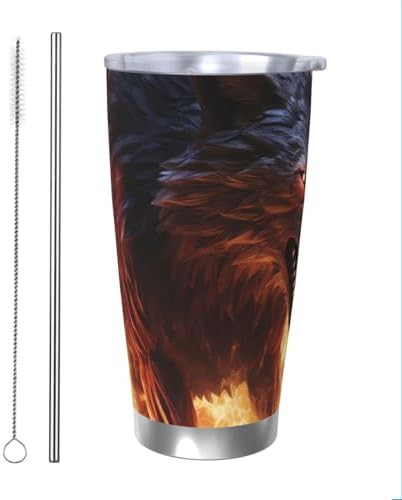 Burning Fire Wolf stainless steel vacuum tumbler