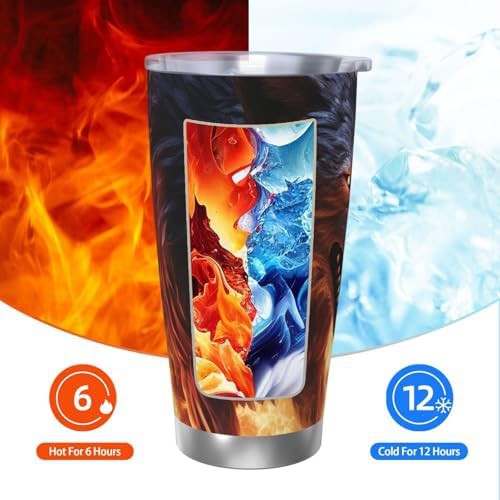 Burning Fire Wolf stainless steel vacuum tumbler — photo 4
