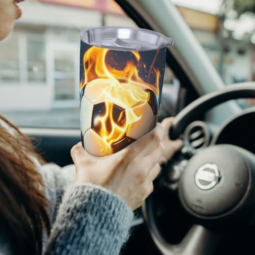 Burning Soccer Ball stainless steel vacuum tumbler — photo 4