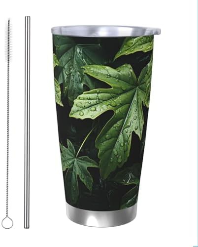 Green Leaves Pattern stainless steel vacuum tumbler
