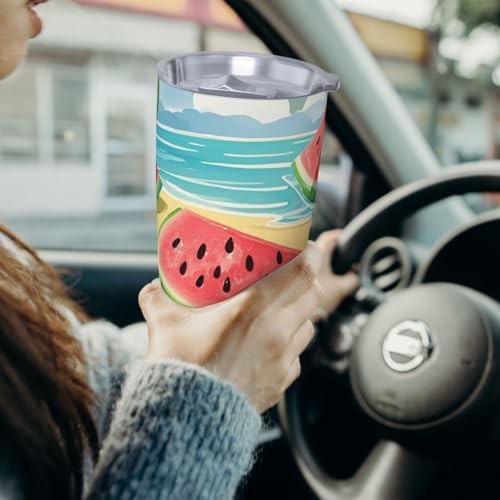 Summer watermelon stainless steel vacuum coffee tumbler — photo 3