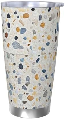 White terrazzo stainless steel vacuum tumbler