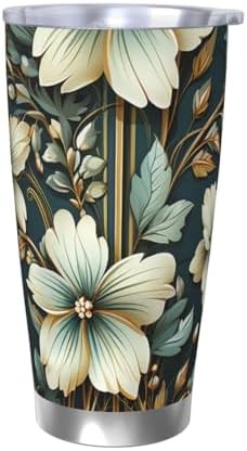 Green vine plant stainless steel vacuum tumbler