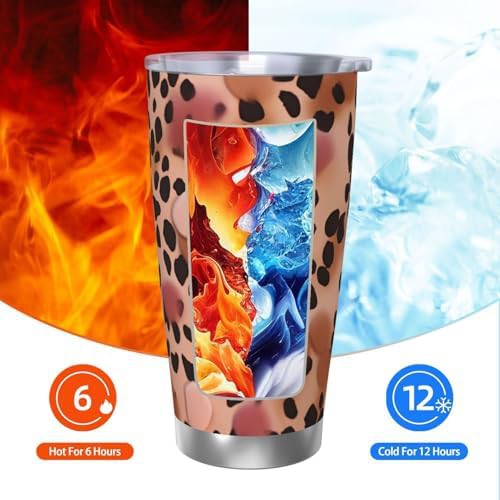 Dots on Leopard Print stainless steel tumbler — photo 3