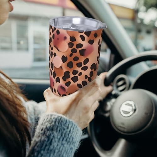 Dots on Leopard Print stainless steel tumbler — photo 4
