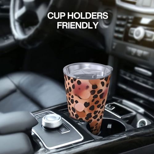 Dots on Leopard Print stainless steel tumbler — photo 5