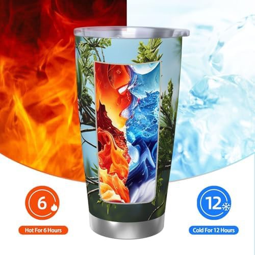 Pine branches and leaves stainless steel tumbler — photo 3