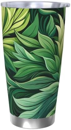 Green leaves stainless steel vacuum tumbler