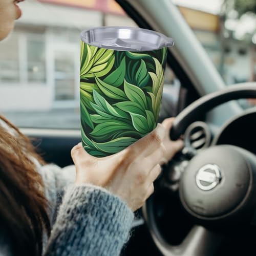 Green leaves stainless steel vacuum tumbler — photo 4