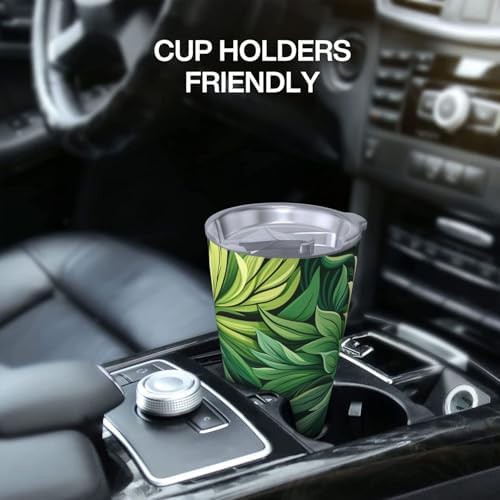 Green leaves stainless steel vacuum tumbler — photo 5