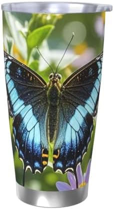 Butterfly flower stainless steel vacuum tumbler