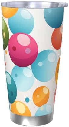 Rainbow polka dots stainless steel vacuum tumbler
