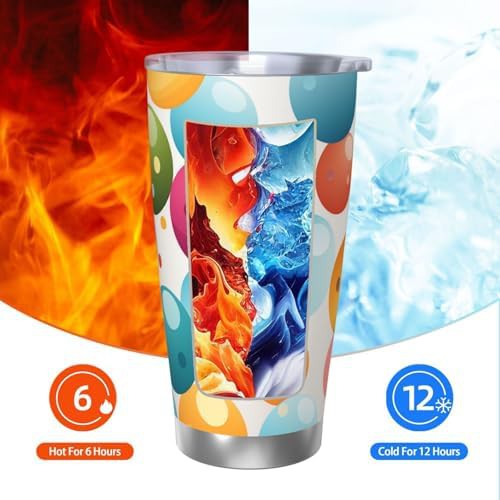 Rainbow polka dots stainless steel vacuum tumbler — photo 3