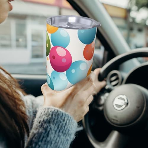 Rainbow polka dots stainless steel vacuum tumbler — photo 4