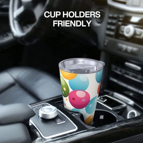 Rainbow polka dots stainless steel vacuum tumbler — photo 5