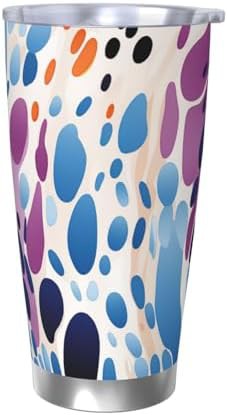 Purple and blue spots stainless steel vacuum tumbler
