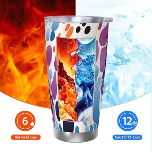 Purple and blue spots stainless steel vacuum tumbler — photo 3
