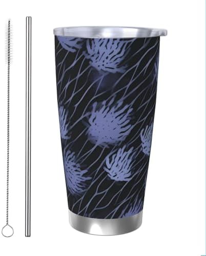 Purple stripes stainless steel vacuum tumbler