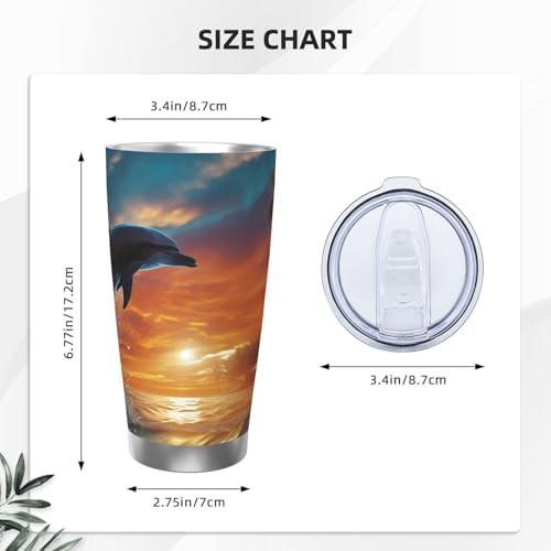 Dolphins and palm trees stainless steel tumbler — photo 2