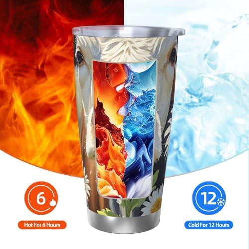 Watercolor cow stainless steel vacuum coffee tumbler — photo 4