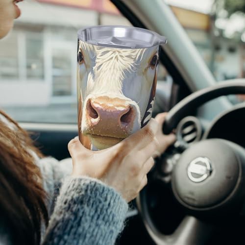 Watercolor cow stainless steel vacuum coffee tumbler — photo 5