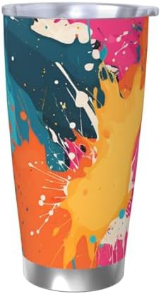 Color splash pattern stainless steel vacuum tumbler