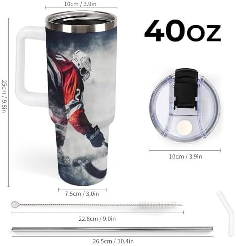 White Insulated Tumbler with Ice Hockey Art — photo 3
