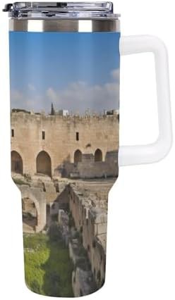 White Insulated Tumbler with Tower of David