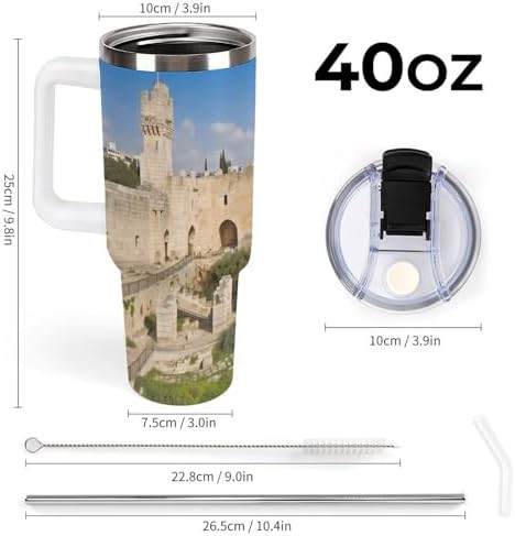 White Insulated Tumbler with Tower of David — photo 3