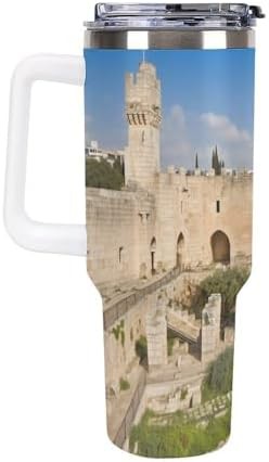 White Insulated Tumbler with Tower of David — photo 4